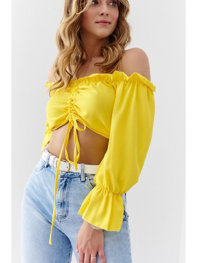 Summer Spanish blouse with ruffles, yellow 80290 - Online store - Boutique